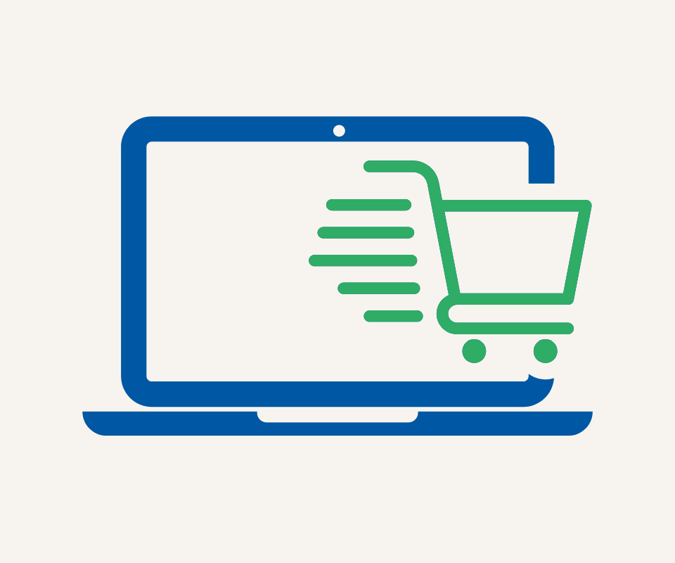 en computer hvor en indkøbs vogn ruller ud at den 