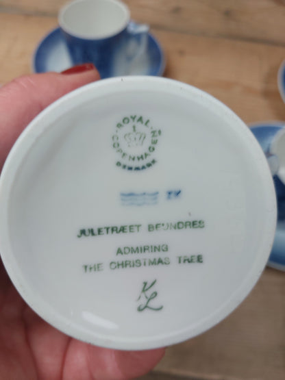 Royal Copenhagen julestel 6 kopper + underkopper